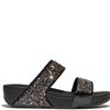 FIT FLOP WOMENS WEDGE STRAP SANDAL - BLACK GLITTER